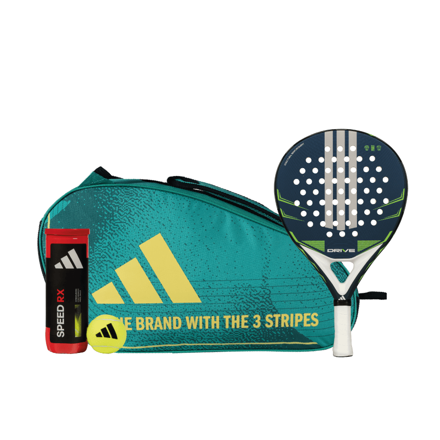 adidas Drive Blue 2026 Padel Racket Set + Control Green 3.4 Racket Bag