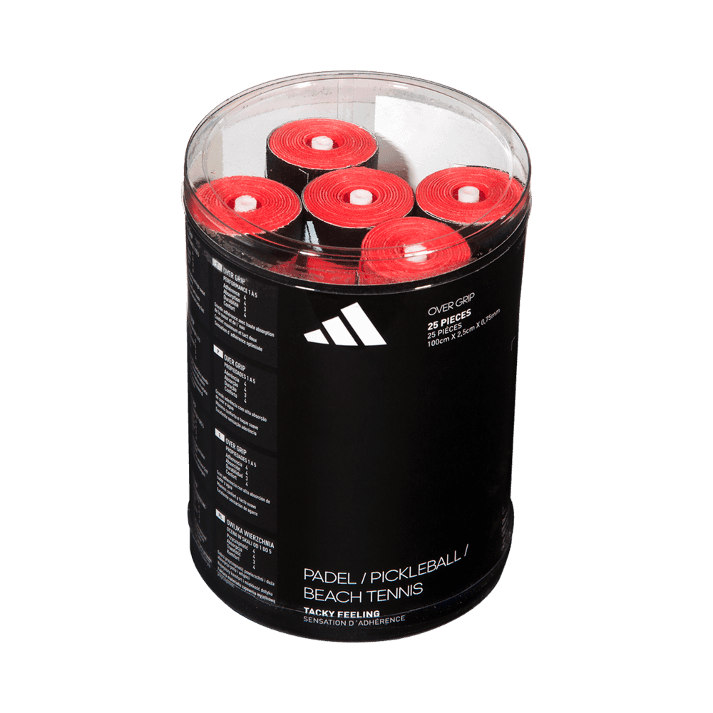 Box Of Padel Overgrip 25 Units White, Black And Red